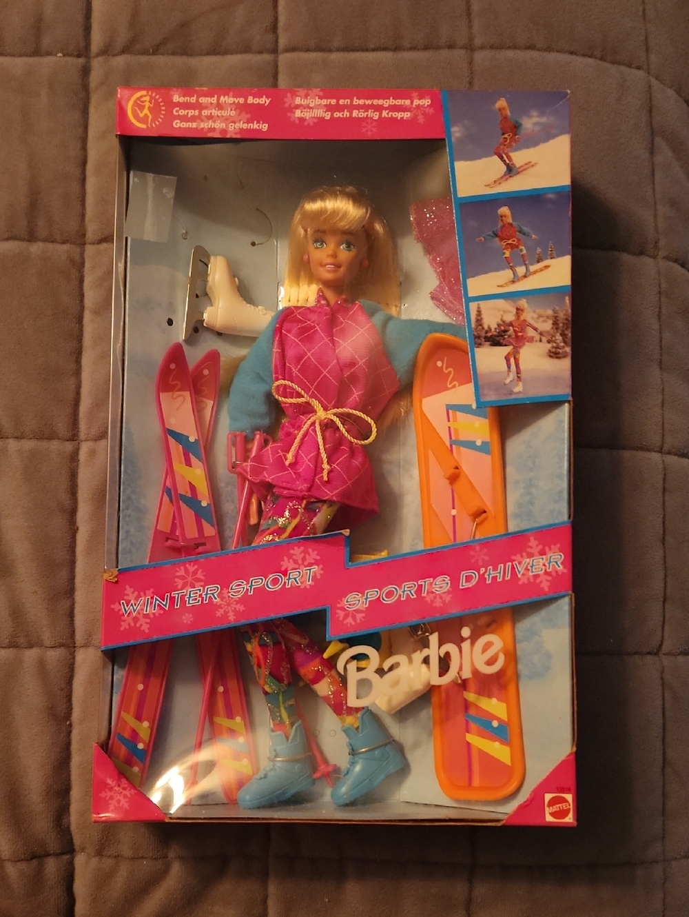 1994 Barbie Winter Sport Doll - Pink, Blue & Orange Outfit